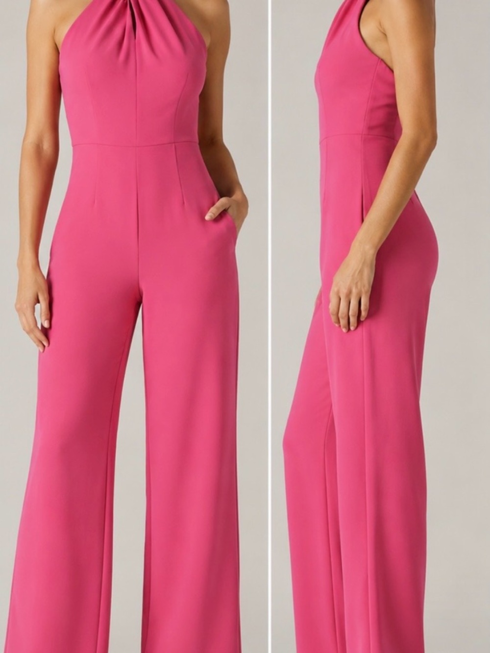 Julia Jordan Hot Barbie Pink Halter Neck Sleeveless Jumpsuit, Size 8 - Picture 1 of 7